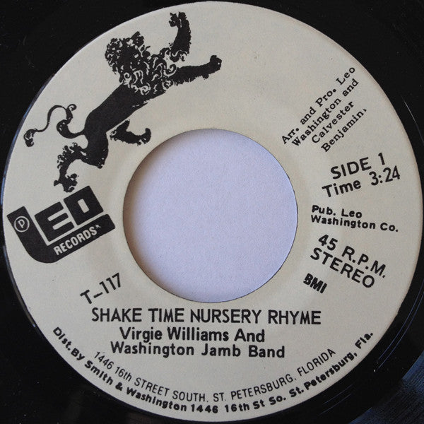 Virgie Williams And Washington Jamb Band : Shake Time Nursery Rhyme  (7")