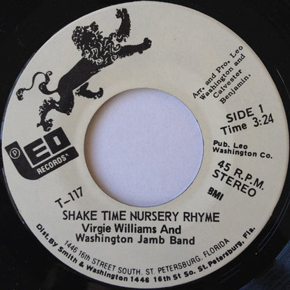Virgie Williams And Washington Jamb Band : Shake Time Nursery Rhyme  (7")