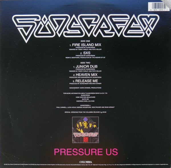 Sunscreem : Pressure US (12")