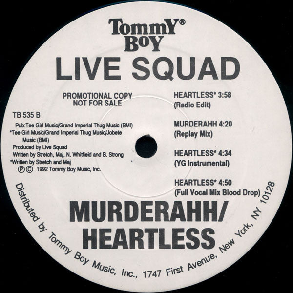 Live Squad : Murderahh / Heartless (12", Promo)