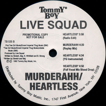 Live Squad : Murderahh / Heartless (12", Promo)