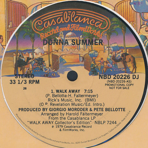 Donna Summer : Walk Away (12", S/Sided, Single, Promo, 26 )