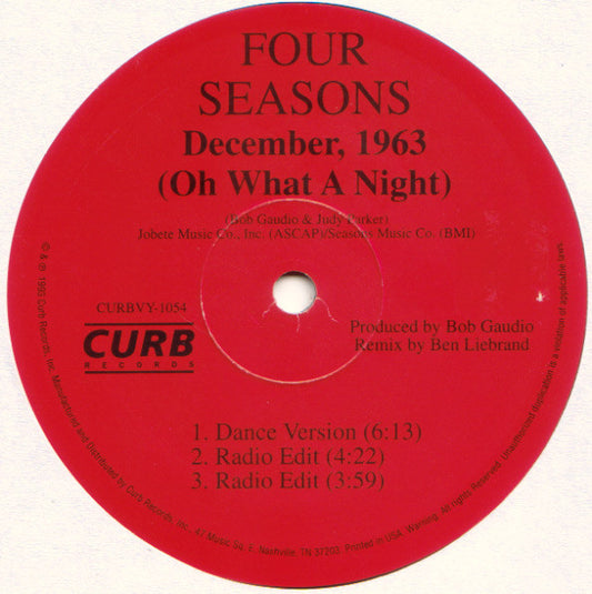 The Four Seasons : December, 1963 (Oh What A Night) (12")