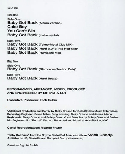 Sir Mix-A-Lot : Baby Got Back (2x12", Single, Promo)