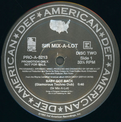 Sir Mix-A-Lot : Baby Got Back (2x12", Single, Promo)