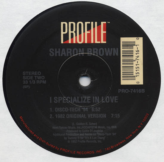 Sharon Brown : I Specialize In Love (12")
