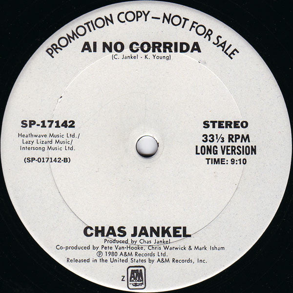 Chas Jankel : Ai No Corrida (12", Promo)