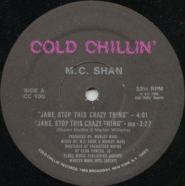 MC Shan : Jane, Stop This Crazy Thing (12")