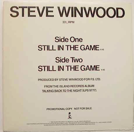 Steve Winwood : Still In The Game (12", Promo)