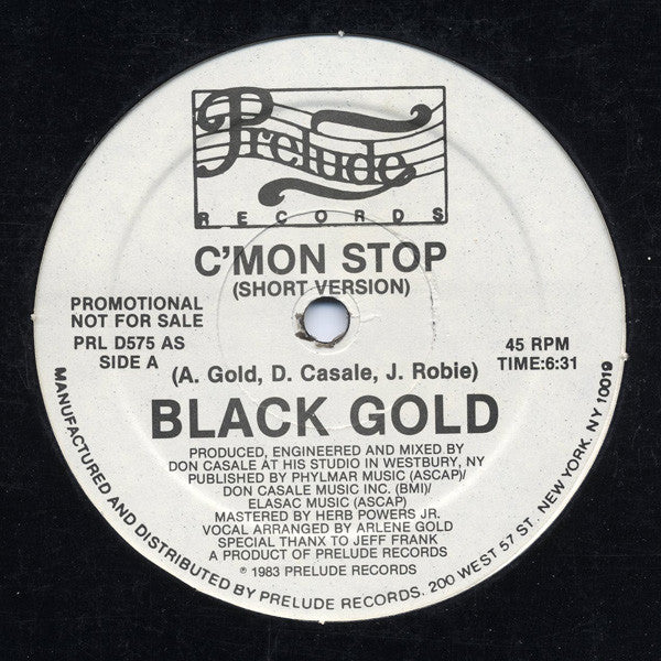 Black Gold : C'mon Stop (12", Promo)