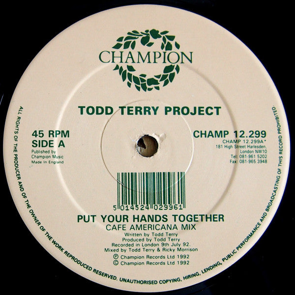 Todd Terry Project* : Put Your Hands Together (12")