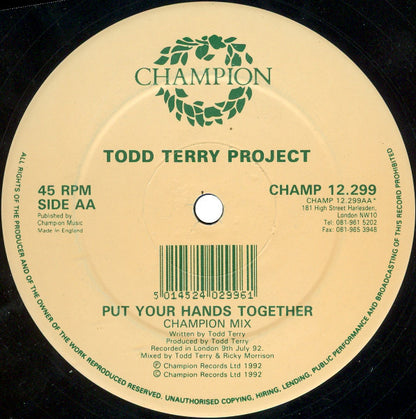 Todd Terry Project* : Put Your Hands Together (12")