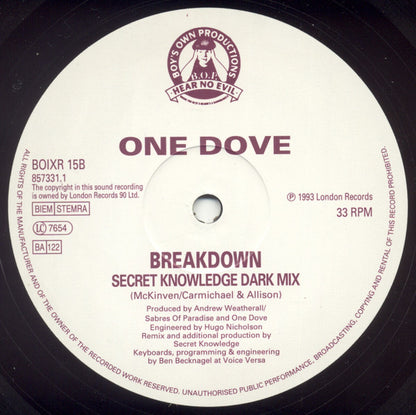 One Dove : Breakdown (The Secret Knowledge Remixes) (12", Single, Ltd)