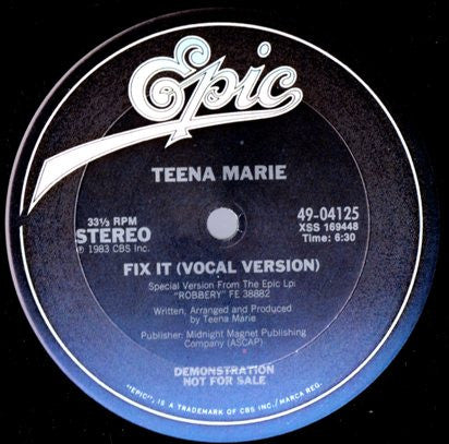 Teena Marie : Fix It (12", Promo)