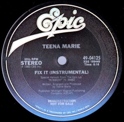 Teena Marie : Fix It (12", Promo)