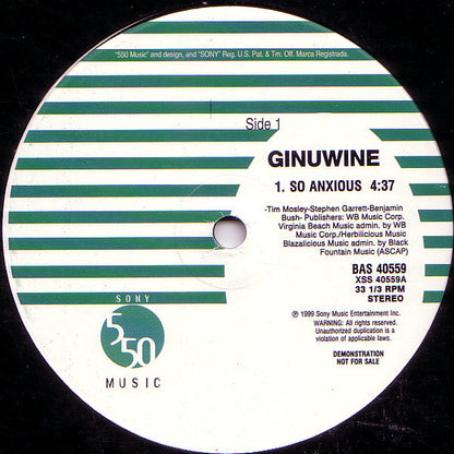 Ginuwine : So Anxious (12", Single, Promo)
