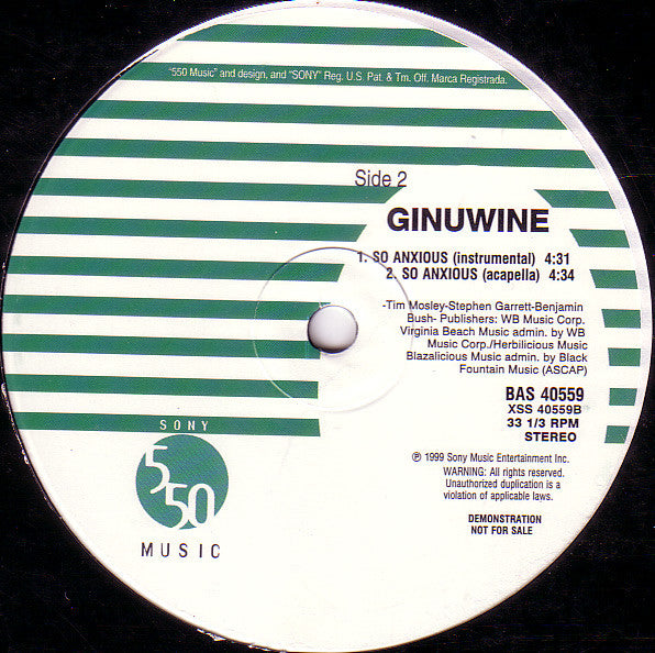 Ginuwine : So Anxious (12", Single, Promo)