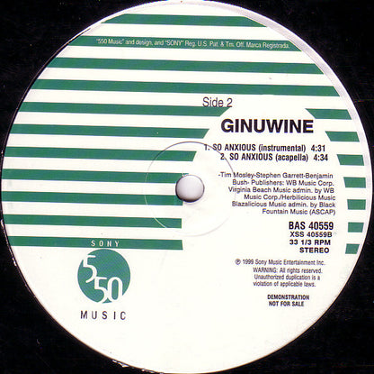 Ginuwine : So Anxious (12", Single, Promo)