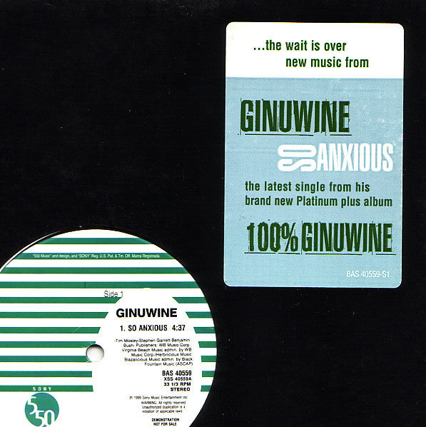 Ginuwine : So Anxious (12", Single, Promo)