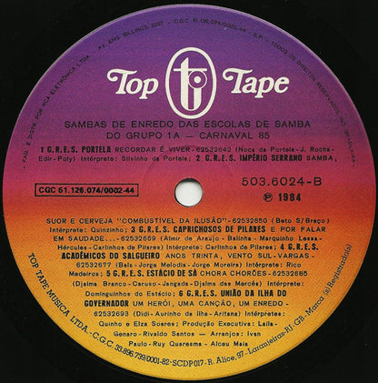 Various : Sambas De Enredo Das Escolas De Samba Do Grupo 1A - Carnaval 85 (LP, Album)