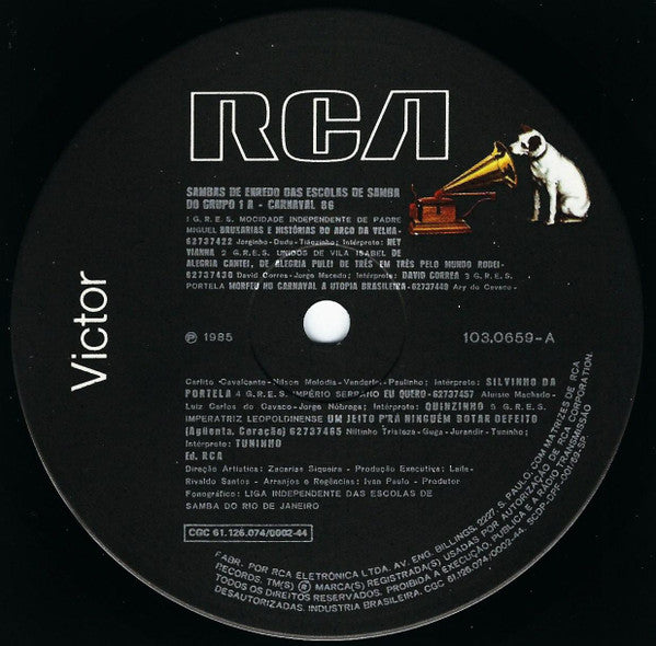 Various : Sambas De Enredo Gravações Originais Carnaval 86 Escolas De Samba Do Grupo 1A (LP, Album)