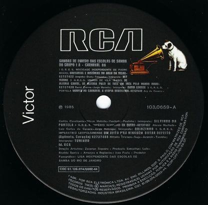 Various : Sambas De Enredo Gravações Originais Carnaval 86 Escolas De Samba Do Grupo 1A (LP, Album)