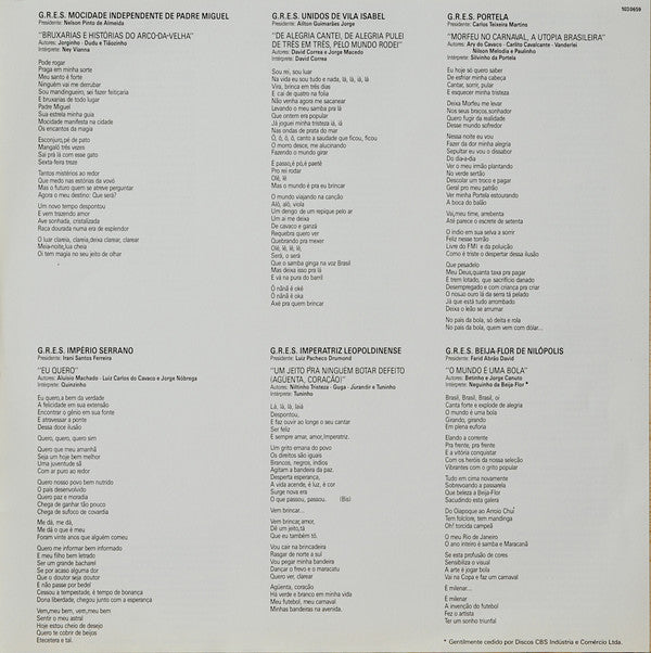 Various : Sambas De Enredo Gravações Originais Carnaval 86 Escolas De Samba Do Grupo 1A (LP, Album)