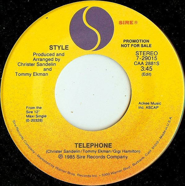 Style (4) : Telephone (7", Promo, Styrene)