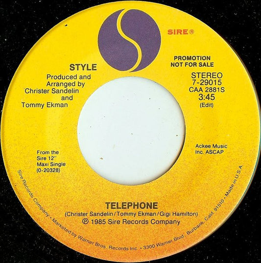 Style (4) : Telephone (7", Promo, Styrene)