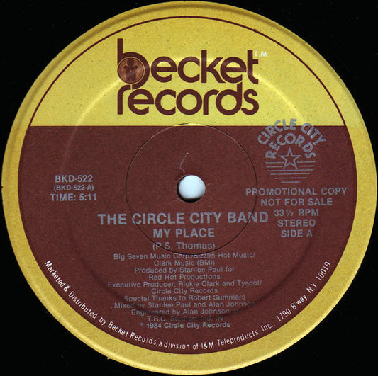 The Circle City Band* : My Place (12", Single, Promo)