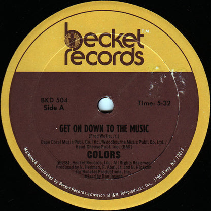 Colors (3) : Get On Down To The Music (12", Single)