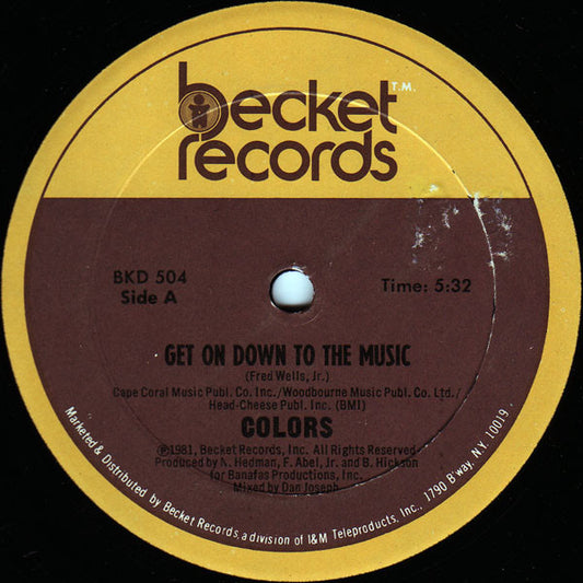 Colors (3) : Get On Down To The Music (12", Single)