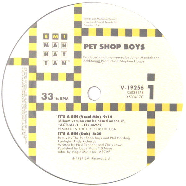 Pet Shop Boys : It's A Sin (12", RE)