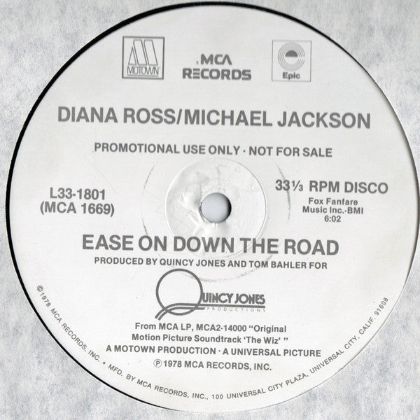 Diana Ross / Michael Jackson : Ease On Down The Road (12", Promo, Pin)