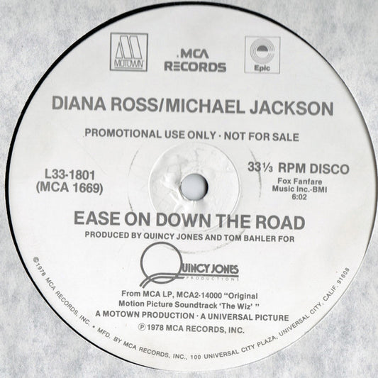 Diana Ross / Michael Jackson : Ease On Down The Road (12", Promo, Pin)
