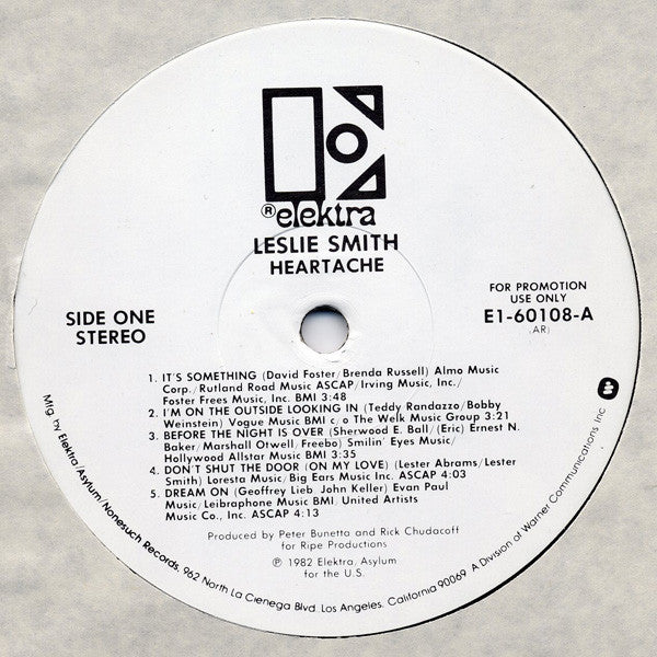 Leslie Smith : Heartache (LP, Album, Promo)