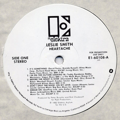 Leslie Smith : Heartache (LP, Album, Promo)