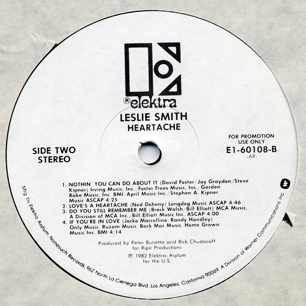 Leslie Smith : Heartache (LP, Album, Promo)