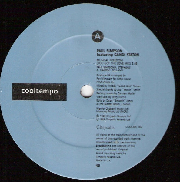 Paul Simpson Featuring Candi Staton : Musical Freedom (You Got The Love Mix) (12")