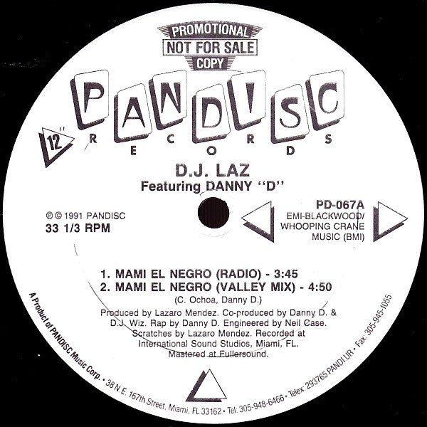 D.J. Laz* Featuring Danny "D"* : Mami El Negro (12", Promo)