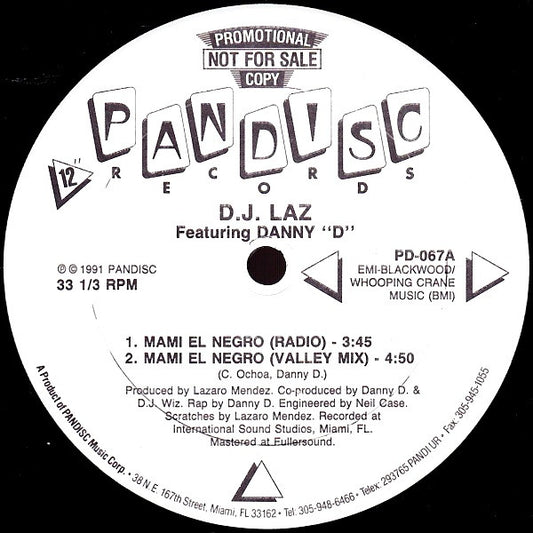 D.J. Laz* Featuring Danny "D"* : Mami El Negro (12", Promo)