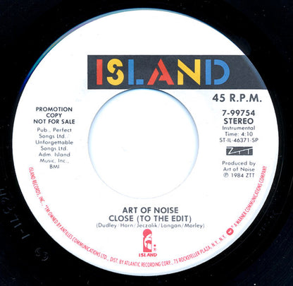 Art Of Noise* : Close (To The Edit) (7", Promo, Spe)