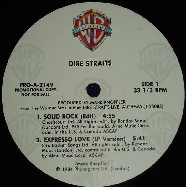 Dire Straits : Live - Solid Rock / Expresso Love / Sultans Of Swing (12", Promo)