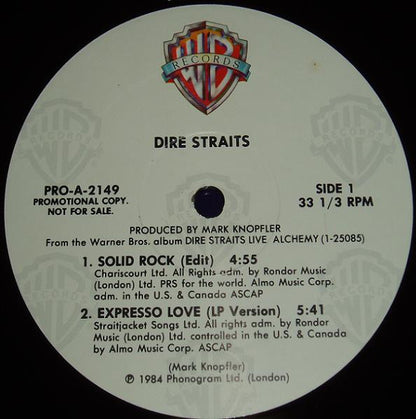 Dire Straits : Live - Solid Rock / Expresso Love / Sultans Of Swing (12", Promo)
