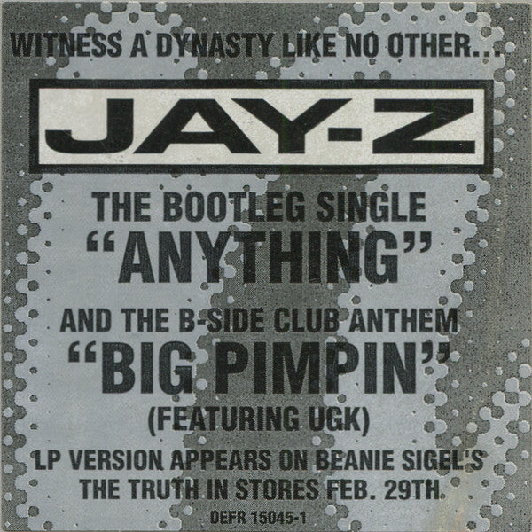 Jay-Z Featuring UGK : Anything / Big Pimpin' (12", Single, Promo)