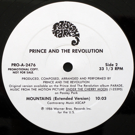 Prince And The Revolution : Mountains (12", Single, Promo)