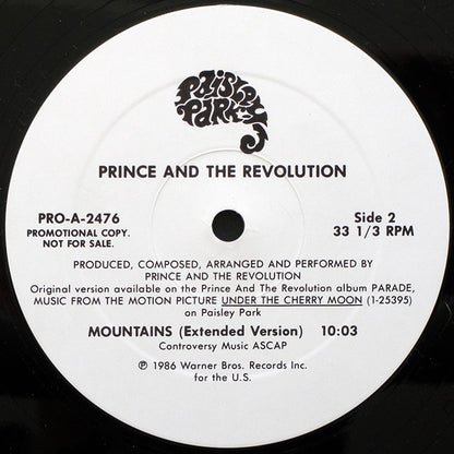 Prince And The Revolution : Mountains (12", Single, Promo)