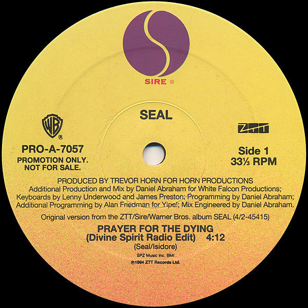 Seal : Prayer For The Dying (New Mixes) (12", Single, Promo)