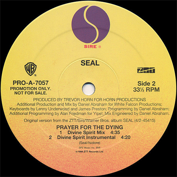 Seal : Prayer For The Dying (New Mixes) (12", Single, Promo)