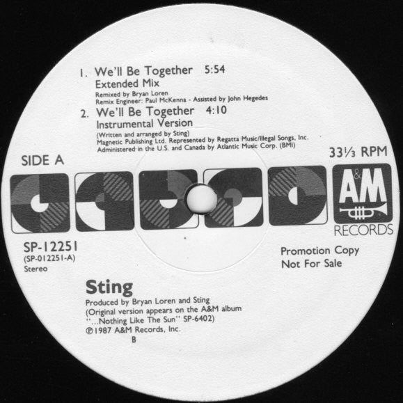 Sting : We'll Be Together (12", Promo)